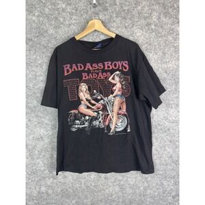 Vintage Bad Ass Boys Have Bad Toys Tshirt Mens Large 90s Girls Bikers Motorcycle